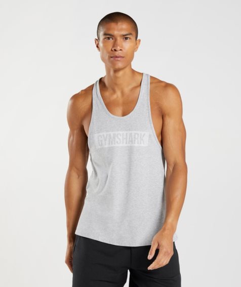 Men's Gymshark Block Stringer Tanks Light Grey | NZ 0CBOIL